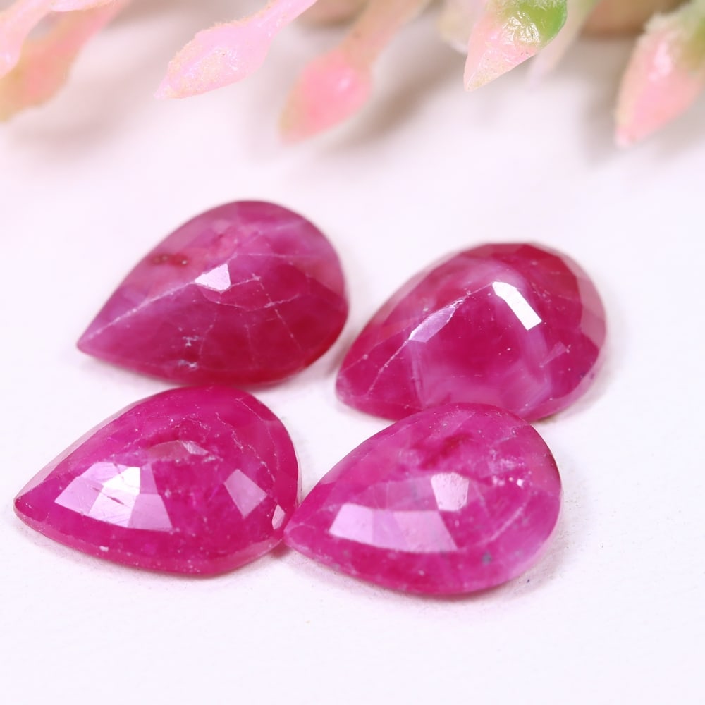 7.24Ct Red Ruby Set - Polished Faceted , 862E - 2