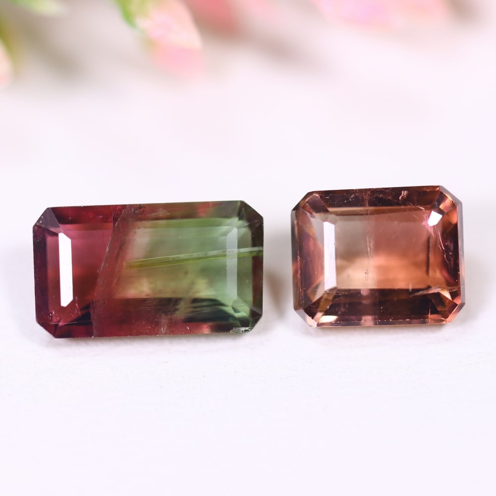 4.49cts Natural Watermelon Tourmaline Set - Bi-Colour Faceted Cut, 839E: Ksmith Heritage Auctioneers Welcome to our auction house, today auction brought to you by Ksmith Heritage Auctioneers based in Penang, Malaysia specialize in all kinds of opal and color gemstone both