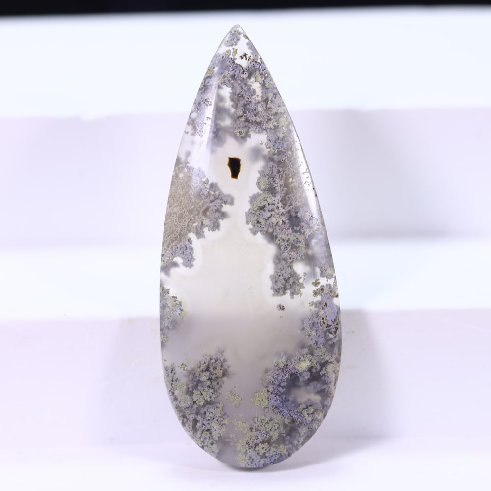 34.18Ct Moss Agate Cabochon - Polished - 45x18mm Approx, 790B: Ksmith Heritage Auctioneers Welcome to our auction house, today auction brought to you by Ksmith Heritage Auctioneers based in Penang, Malaysia specialize in all kinds of opal and color gemstone both