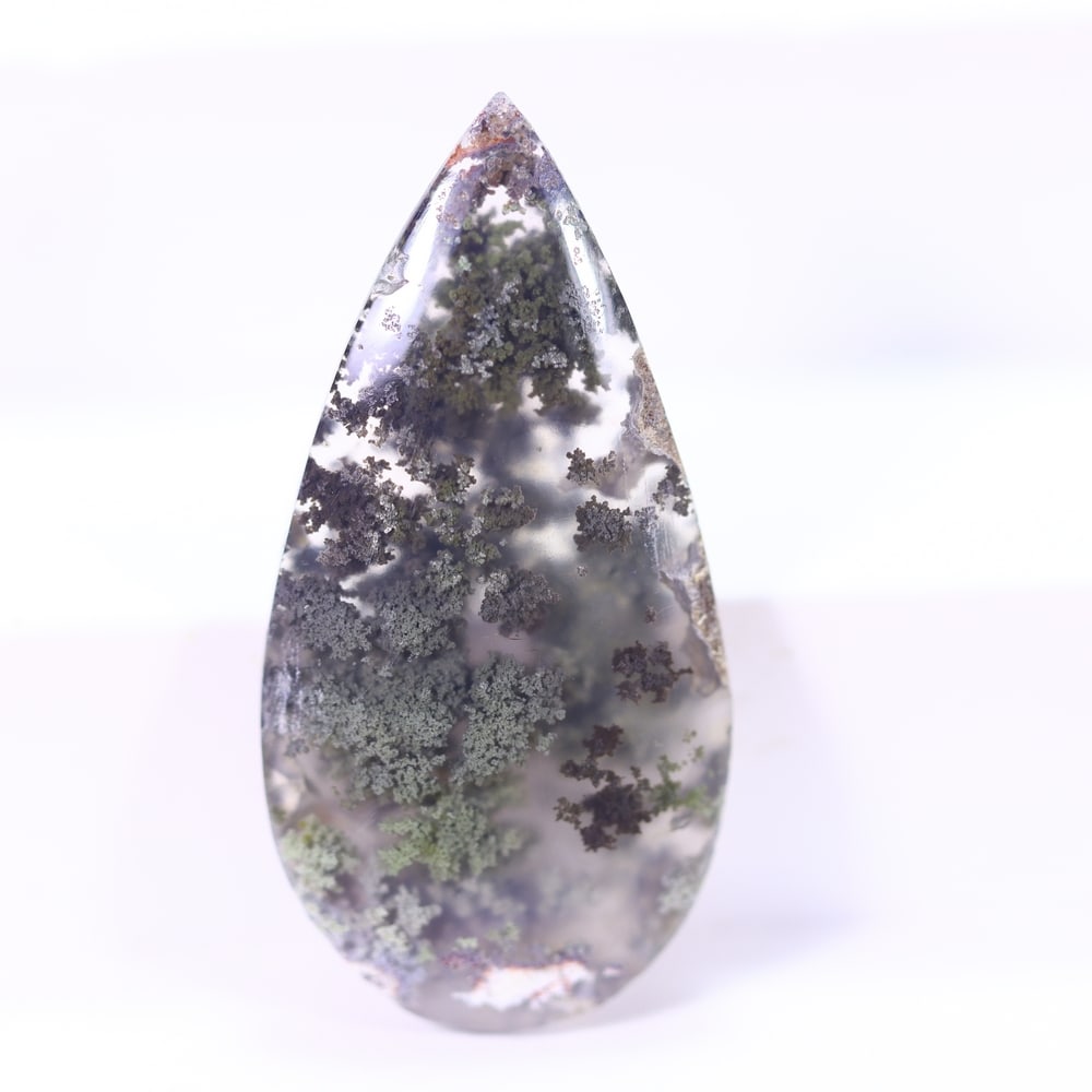 24.01Ct Moss Agate Cabochon - Polished - 36x18mm Approx, 216E: Ksmith Heritage Auctioneers Welcome to our auction house, today auction brought to you by Ksmith Heritage Auctioneers based in Penang, Malaysia specialize in all kinds of opal and color gemstone both