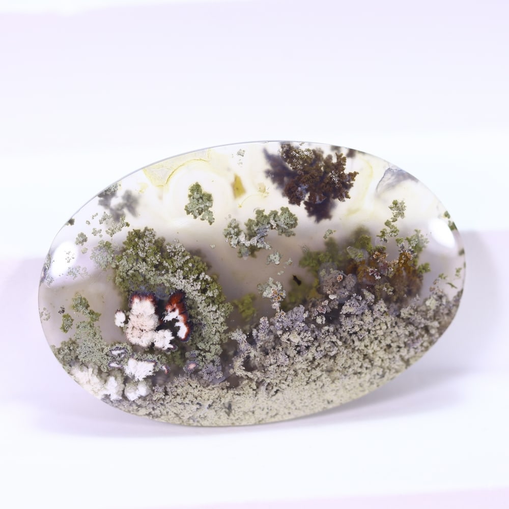 38.10Ct Moss Agate Cabochon - Polished - 38x25mm Approx, 1106E: Ksmith Heritage Auctioneers Welcome to our auction house, today auction brought to you by Ksmith Heritage Auctioneers based in Penang, Malaysia specialize in all kinds of opal and color gemstone both