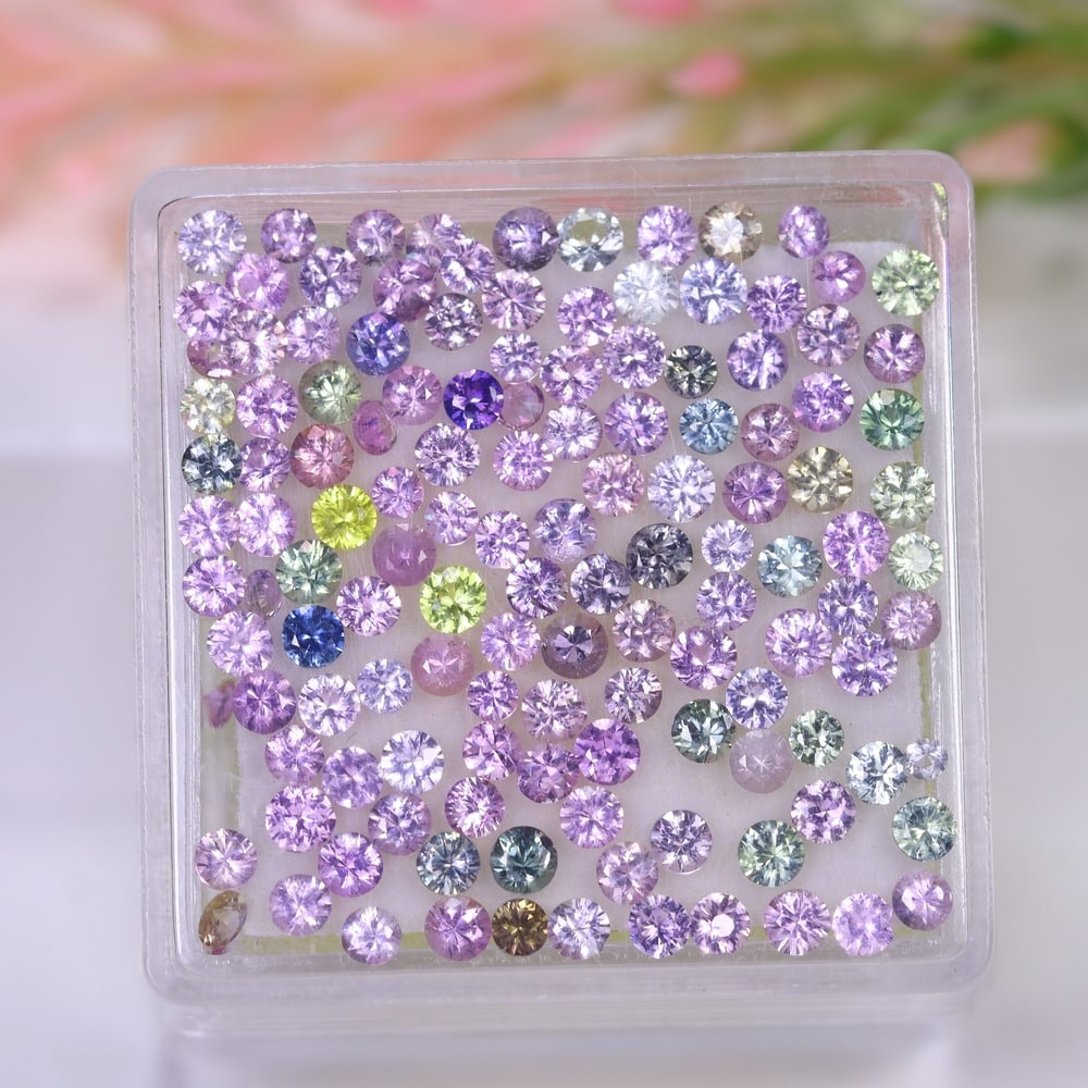 5.07Ct Fancy Sapphire Set - 2.0mm Round Diamond Cut , 991E (1 of 2)