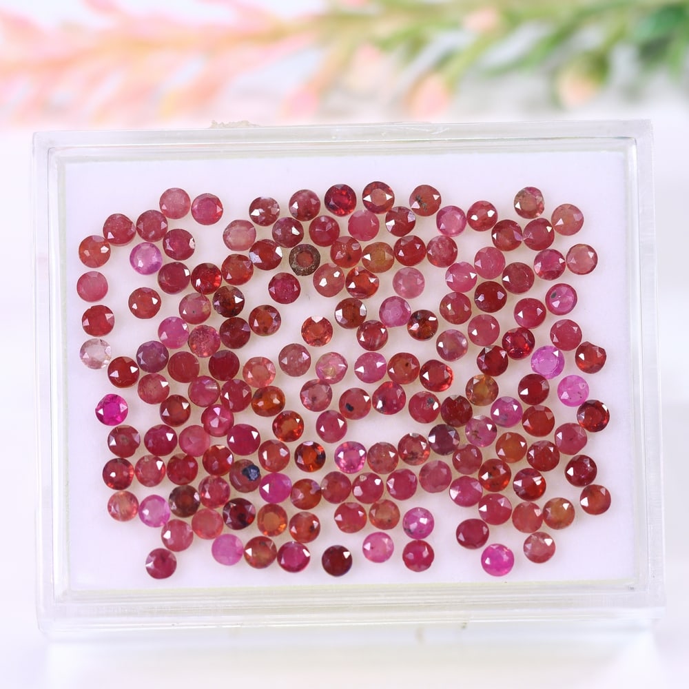 *13.23Ct Calibrated 2.5mm Red Ruby - Polished Faceted , 237B: Ksmith Heritage Auctioneers Subject: Natural Ruby Origin: Burma Carat Weight: 13.23Ct Dimension: 2.5x2.4x1.2 mm Treatment: Heated Type: Faceted, Polished