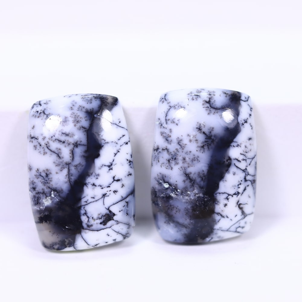 15.06Ct Dendrite Opal Pair - Cabochon Polished , 1248E: Ksmith Heritage Auctioneers Subject: Natural Dendrite Opal Origin: India Dimension: 17.5x12x4 mm Treatment: No Treatment Type: Cabochon, Polished