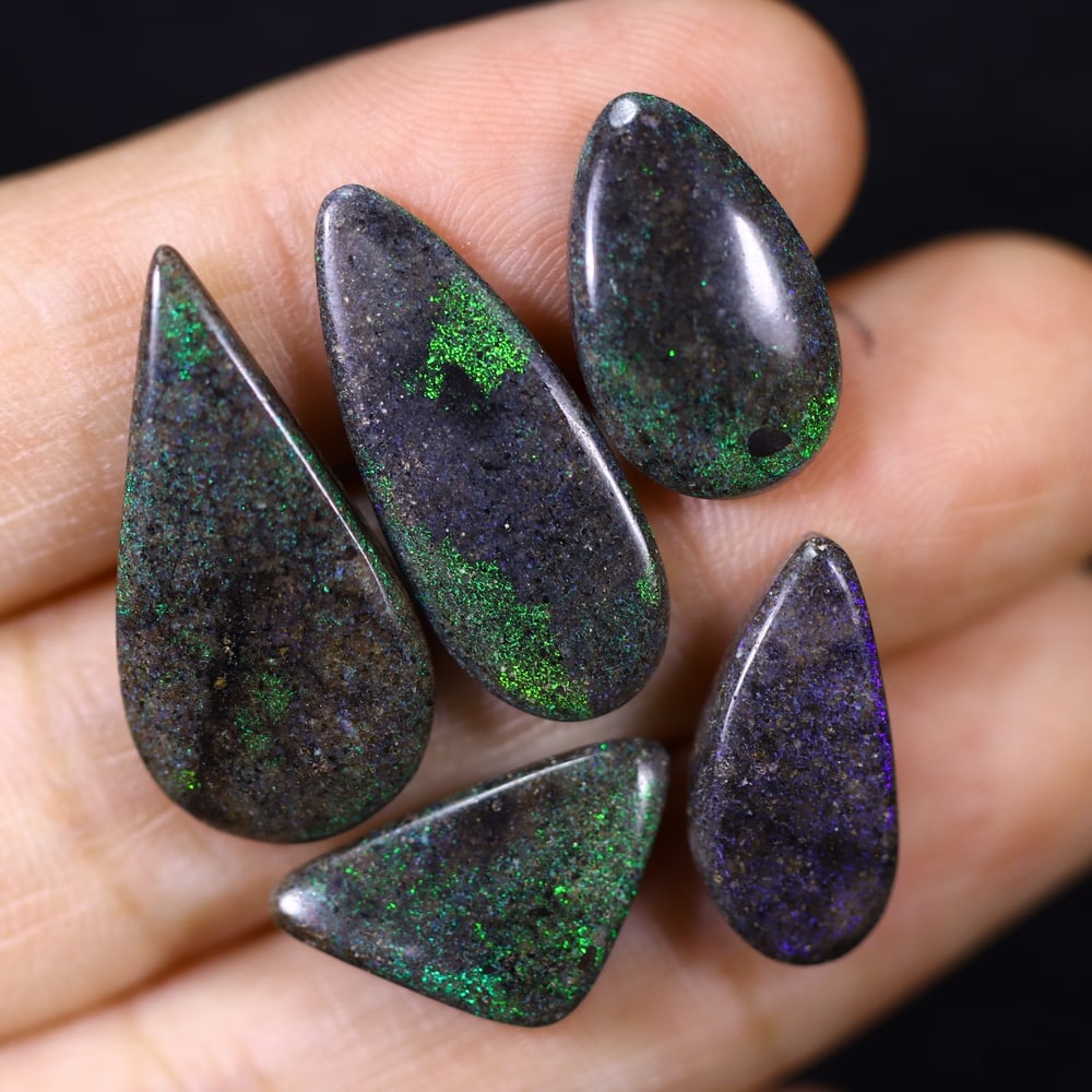 *24.26Ct Matrix Andamooka Opal Set - Australian Opal, 385B: Ksmith Heritage Auctioneers Subject: Natural Andamooka Opal Origin: Australia Carat Weight: 24.26Ct Dimension: 24.5x12.3x3.3 mm Treatment: Sugar Treated Type: Cabochon, Polishe