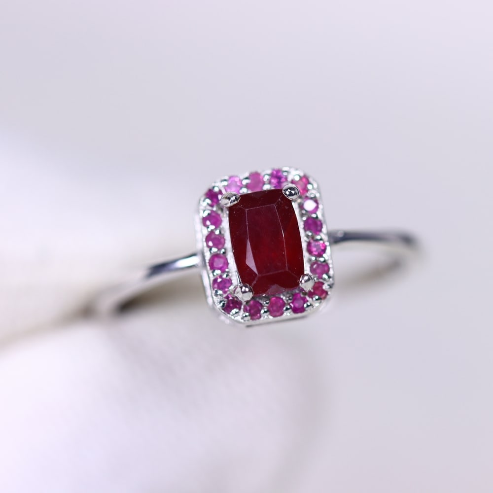 Ring Size US7.5 Ruby - 925 Sterling Silver , 11B - 2