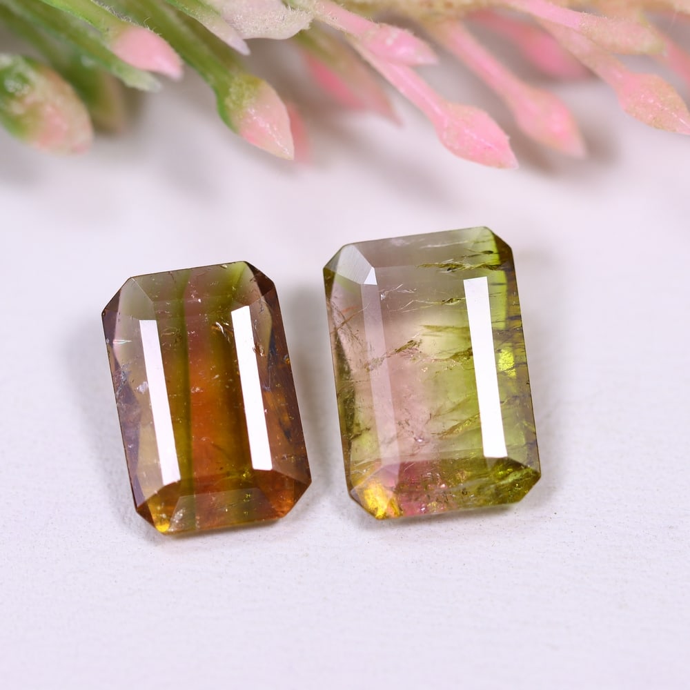 6.71cts Natural Watermelon Tourmaline Set - Bi-Colour Faceted Cut , 126E: Ksmith Heritage Auctioneers Subject: Natural Tourmaline Origin: Africa Carat Weight: 6.71 cts Dimension: 12.2x8.3x4.1 mm Type: Faceted, Polished