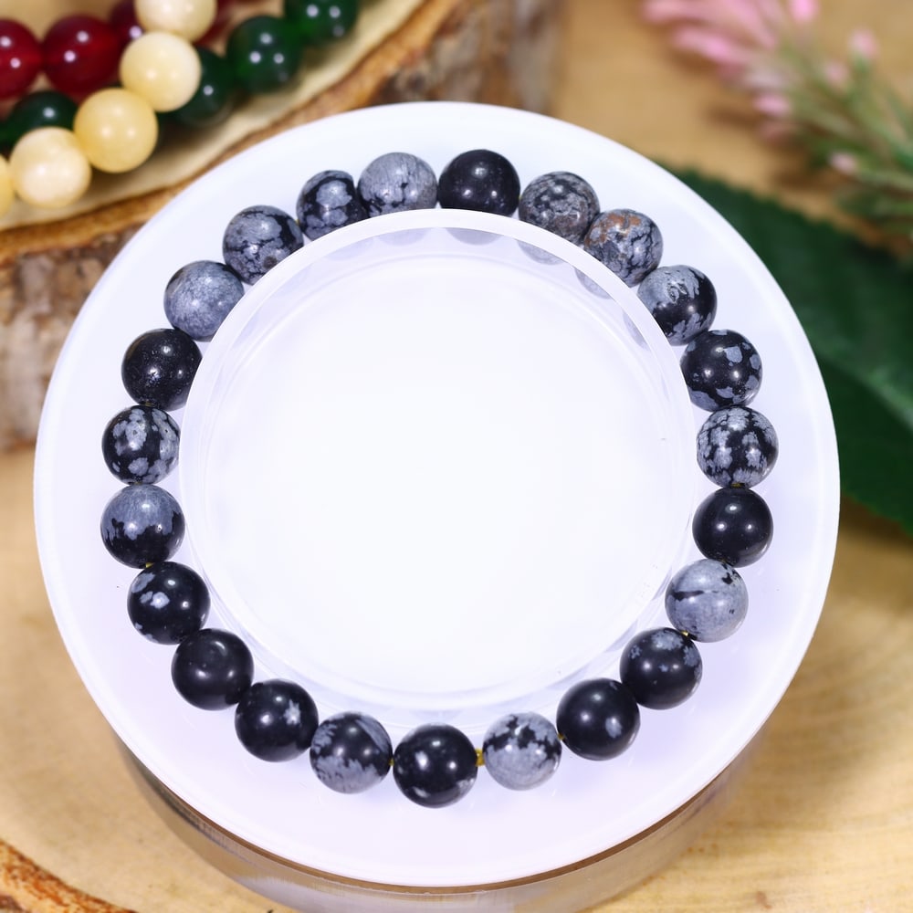 14.93g Snowflake Obsidian Bracelet - Polished Beads, 232B: Ksmith Heritage Auctioneers Subject: Natural Snowflake Obsidian Carat Weight: 14.93g