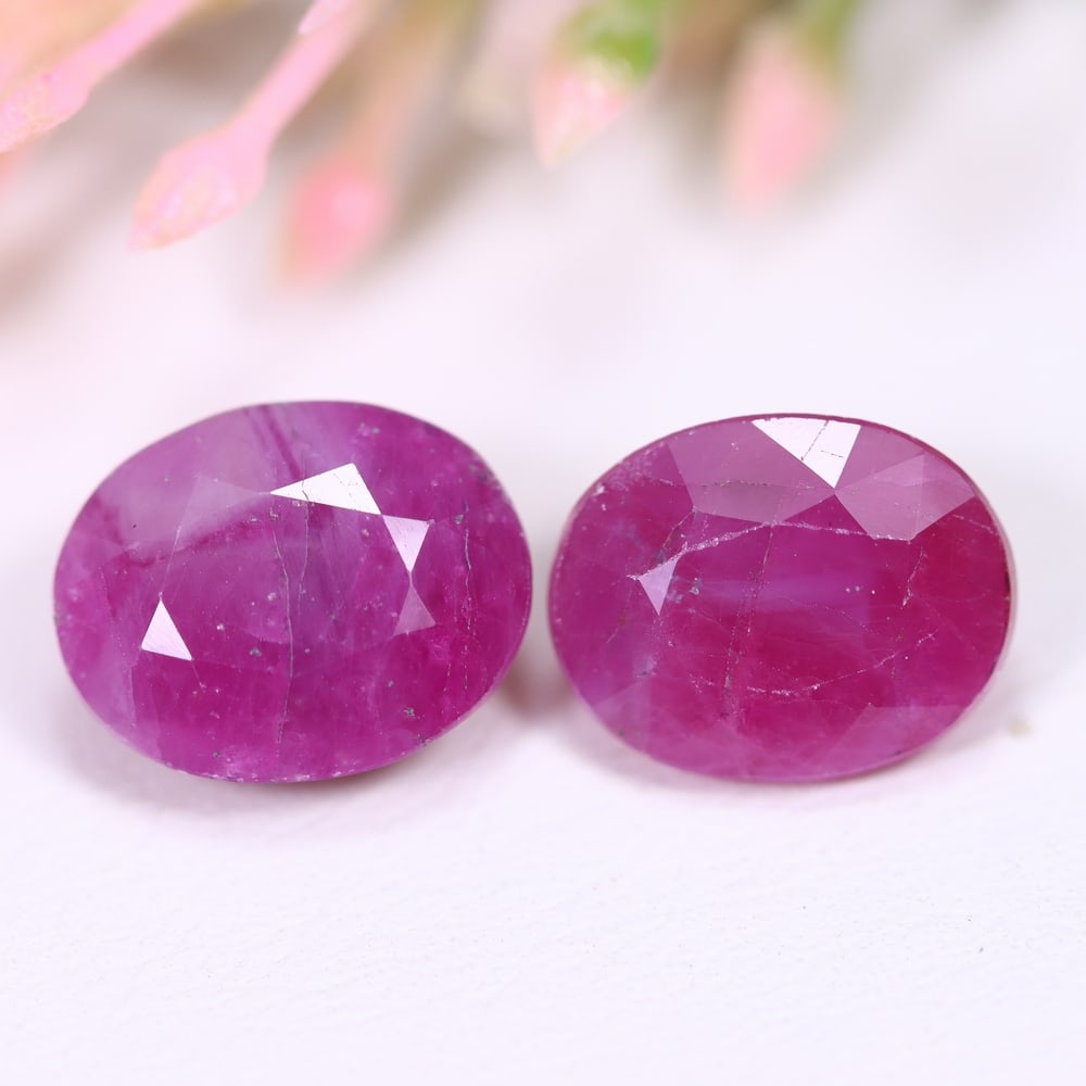 9.43Ct Red Ruby Set - Polished Faceted , 1137E (1 of 2)