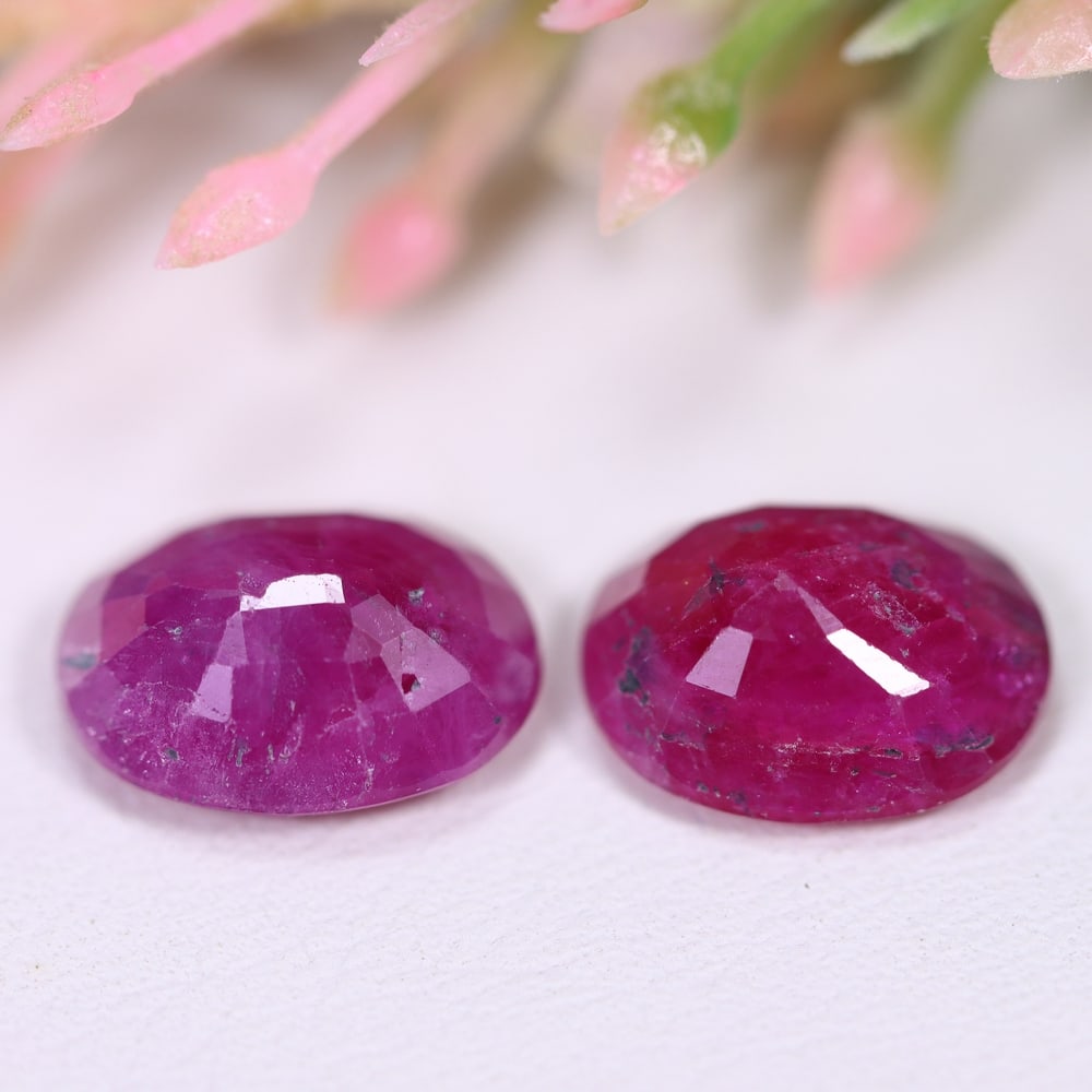 7.35Ct Red Ruby Set - Polished Faceted , 883E - 2