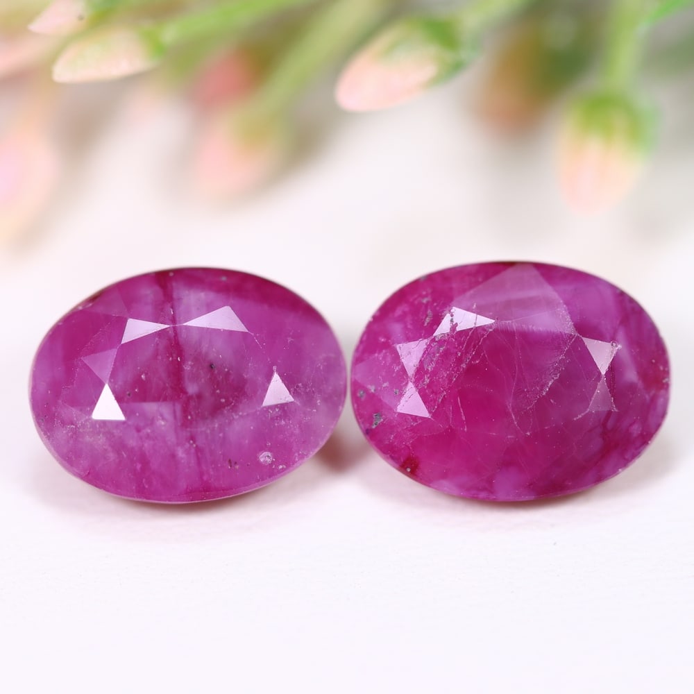 10.92Ct Red Ruby Set - Polished Faceted , 885E (1 of 2)