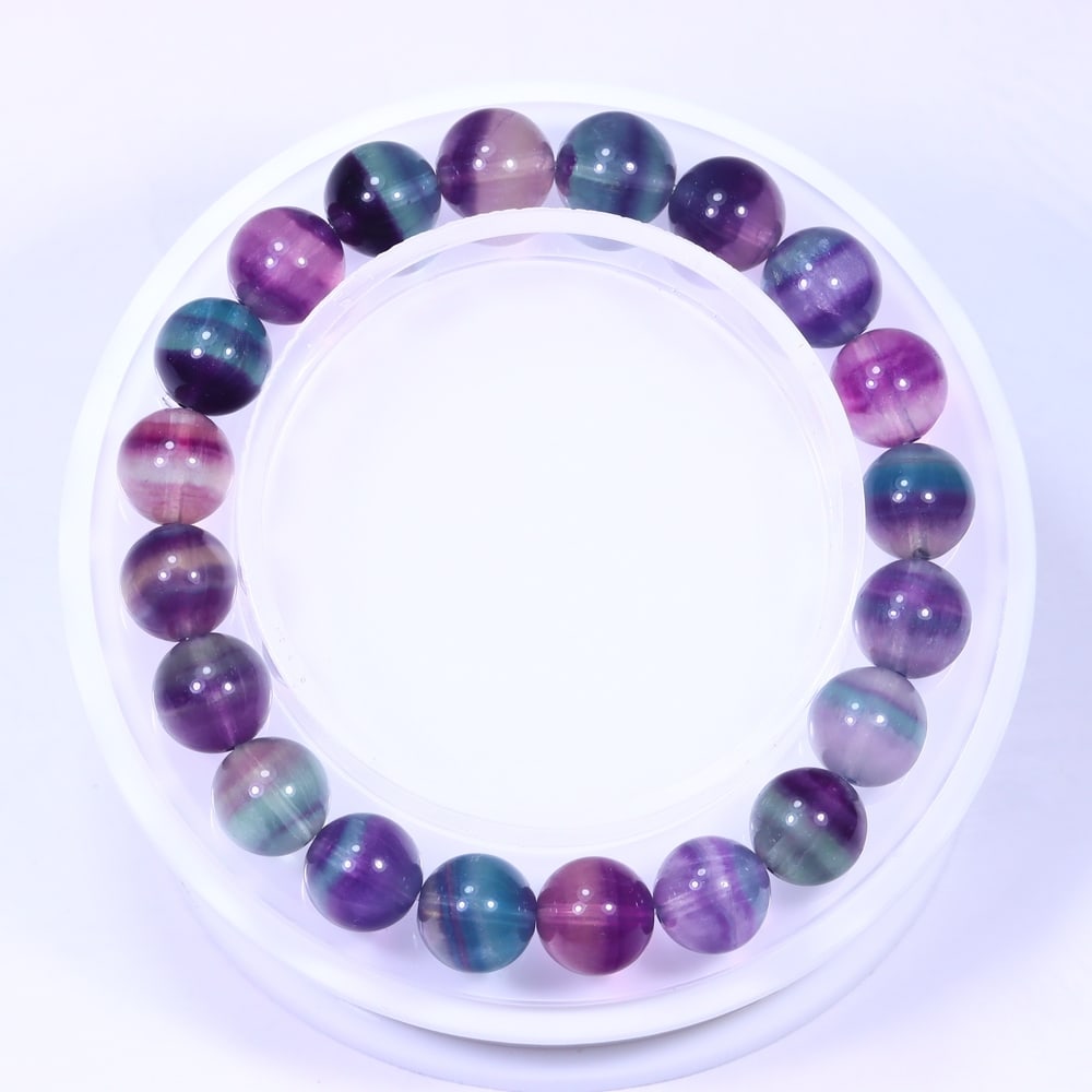 29.20g Fluorite Bracelet - Polished Beads , 817E: Ksmith Heritage Auctioneers Subject: Natural Fluorite Carat Weight: 29.20g