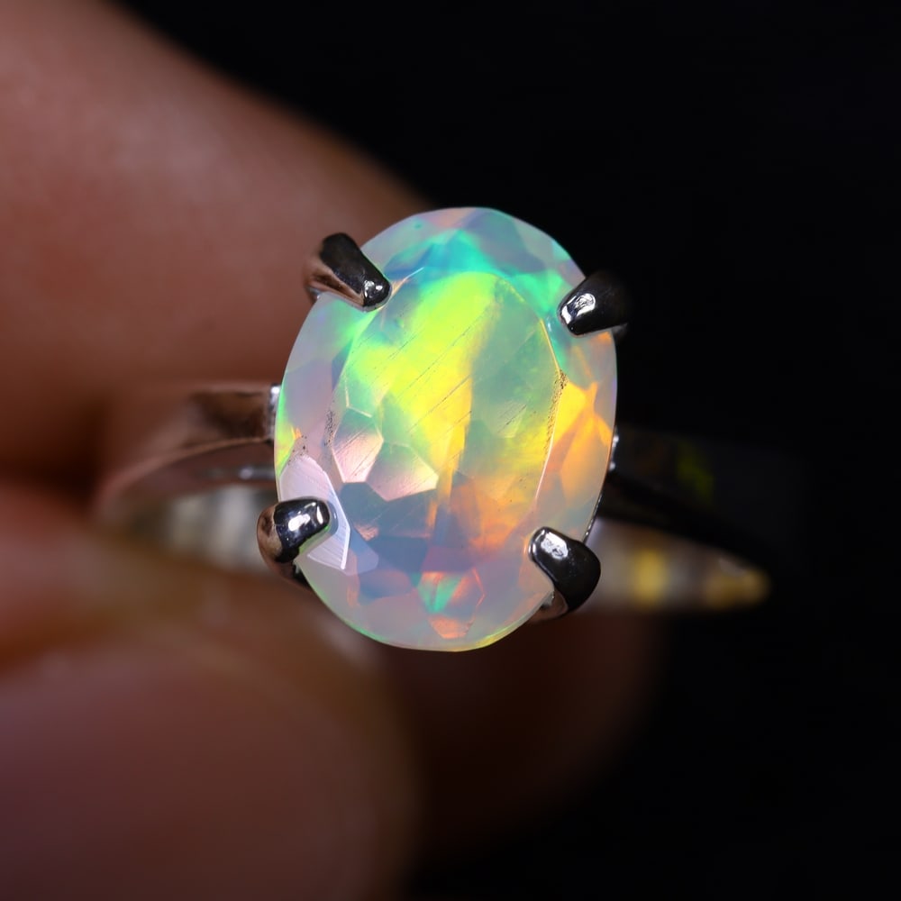 3.10g Natural Opal Stone Sterling Silver 925 Ring (Adjustable) , 773E (1 of 6)