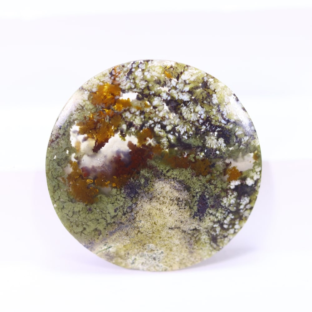 23.40Ct Moss Agate Cabochon - Polished - 31x31mm Approx , 801E: Ksmith Heritage Auctioneers Subject: Natural Agate Origin: Asia Treatment: Natural Untreated Type: Cabochon, Polished