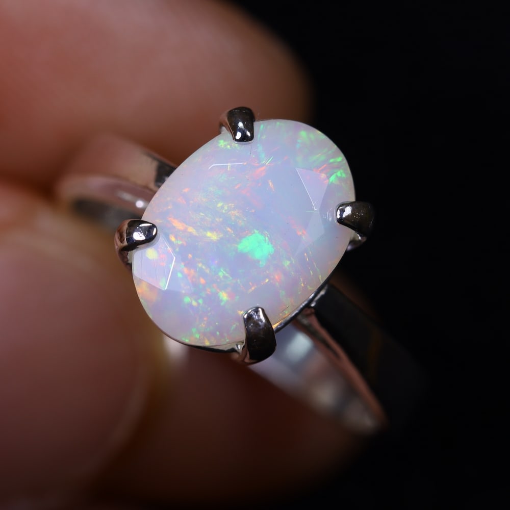 3.14g Natural Opal Stone Sterling Silver 925 Ring (Adjustable) , 51E (1 of 6)