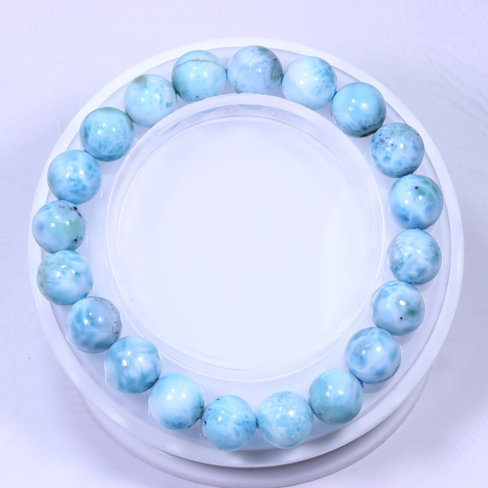 30.5g Larimar Bracelet - Polished Beads , 109E: Ksmith Heritage Auctioneers Subject: Natural Larimar Carat Weight: 30.5g