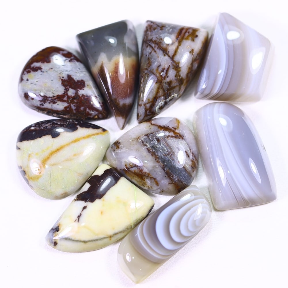 129Ct Multi Agate Cabochon Set - Polished - 18x16 mm Approx, 755B (1 of 2)