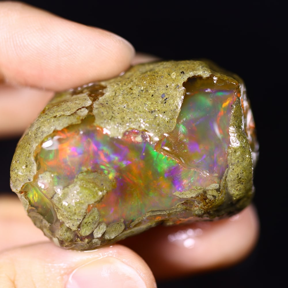 166.2cts Rainbow Flash Contra Luz Ethiopian Crystal Specimen Rough , 733E - 2