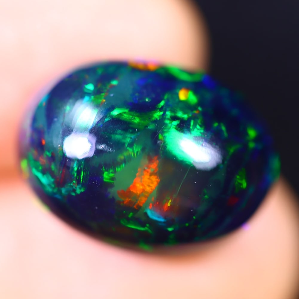 8.50Ct Welo Black Opal Polished - Ethiopian Opal - Oval Cabochon , 61E (1 of 8)