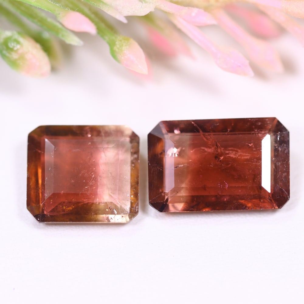 7.32cts Natural Watermelon Tourmaline Set - Bi-Colour Faceted Cut , 802E: Ksmith Heritage Auctioneers Subject: Natural Tourmaline Origin: Africa Carat Weight: 7.32 cts Dimension: 13x8.5x4 mm Type: Faceted, Polished