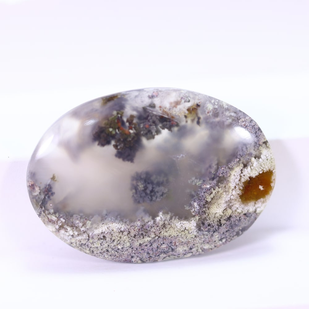 38.40Ct Moss Agate Cabochon - Polished - 35x24mm Approx , 420E: Ksmith Heritage Auctioneers Subject: Natural Agate Origin: Asia Treatment: Natural Untreated Type: Cabochon, Polished