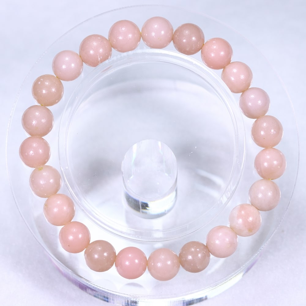 21.25g Pink Opal Bracelet - Polished Beads , 570E: Ksmith Heritage Auctioneers Subject: Natural Pink Opal Carat Weight: 21.25g
