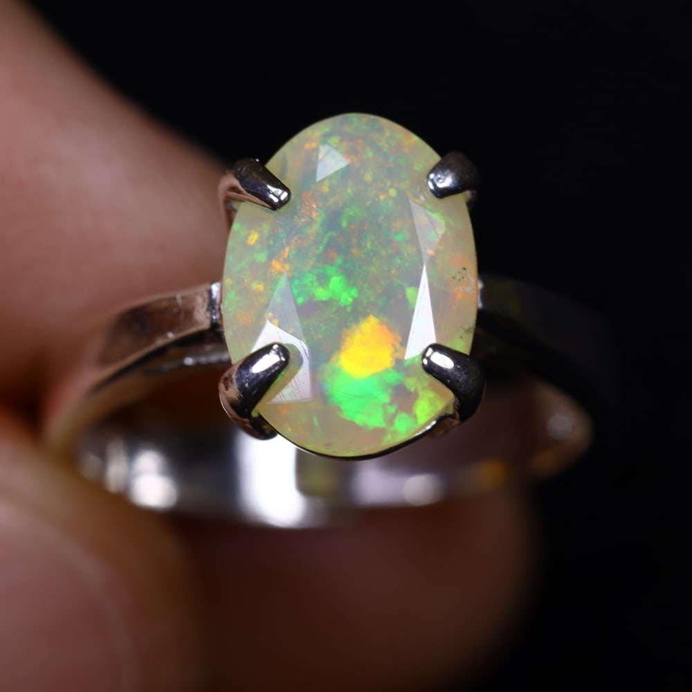 3.18g Natural Opal Stone Sterling Silver 925 Ring (Adjustable) , 333E (1 of 6)