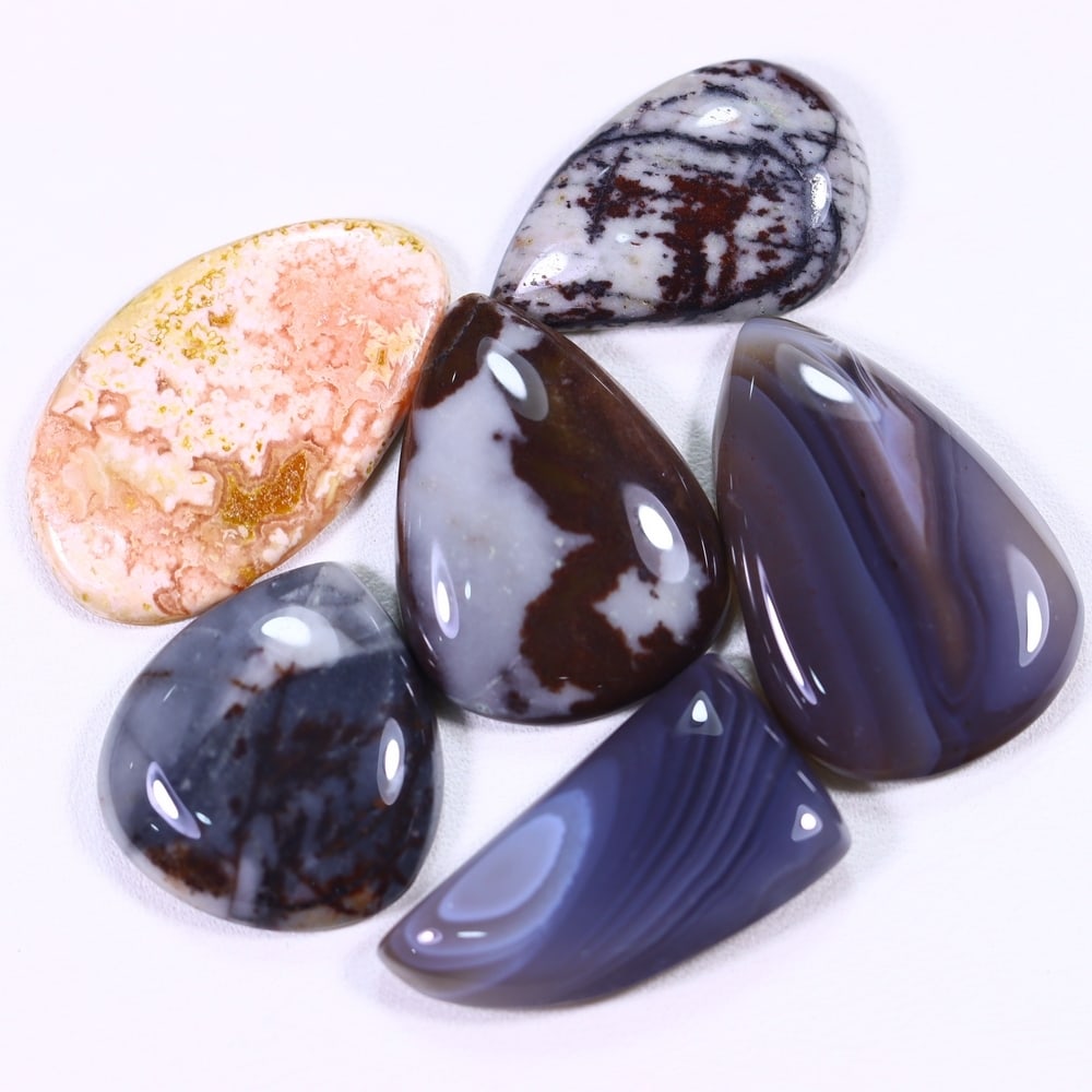 92Ct Multi Agate Cabochon Set - Polished - 26x17 mm Approx, 955B (1 of 2)