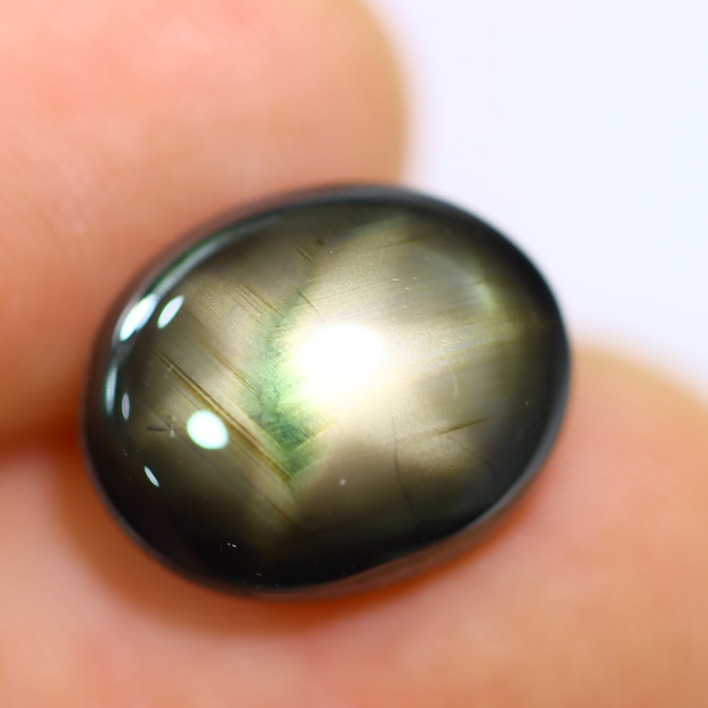 *7.15Ct 6 Rays Black Star Sapphire - Polished Cabochon , 338E (1 of 6)