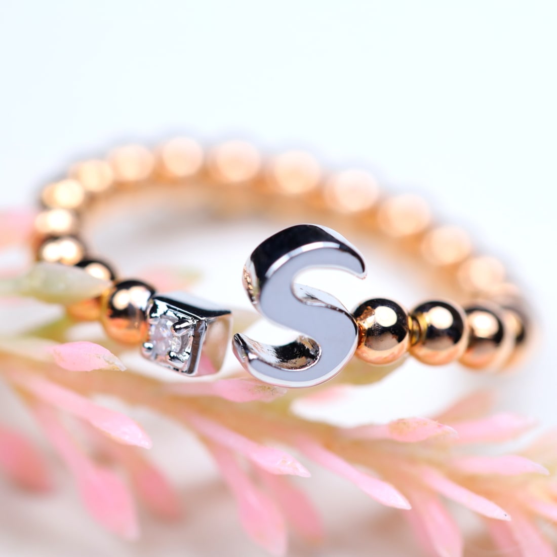 Letter 'S' with 0.02 ct White Diamond Brand Ring 925 Silver Rose Gold Size 7.5, 852A: Ksmith Jewels Global Welcome to our auction house, today auction brought to you by Ksmith Jewels Global based in Penang, Malaysia specialize in all kinds of opal and color gemstone both in manufacturi