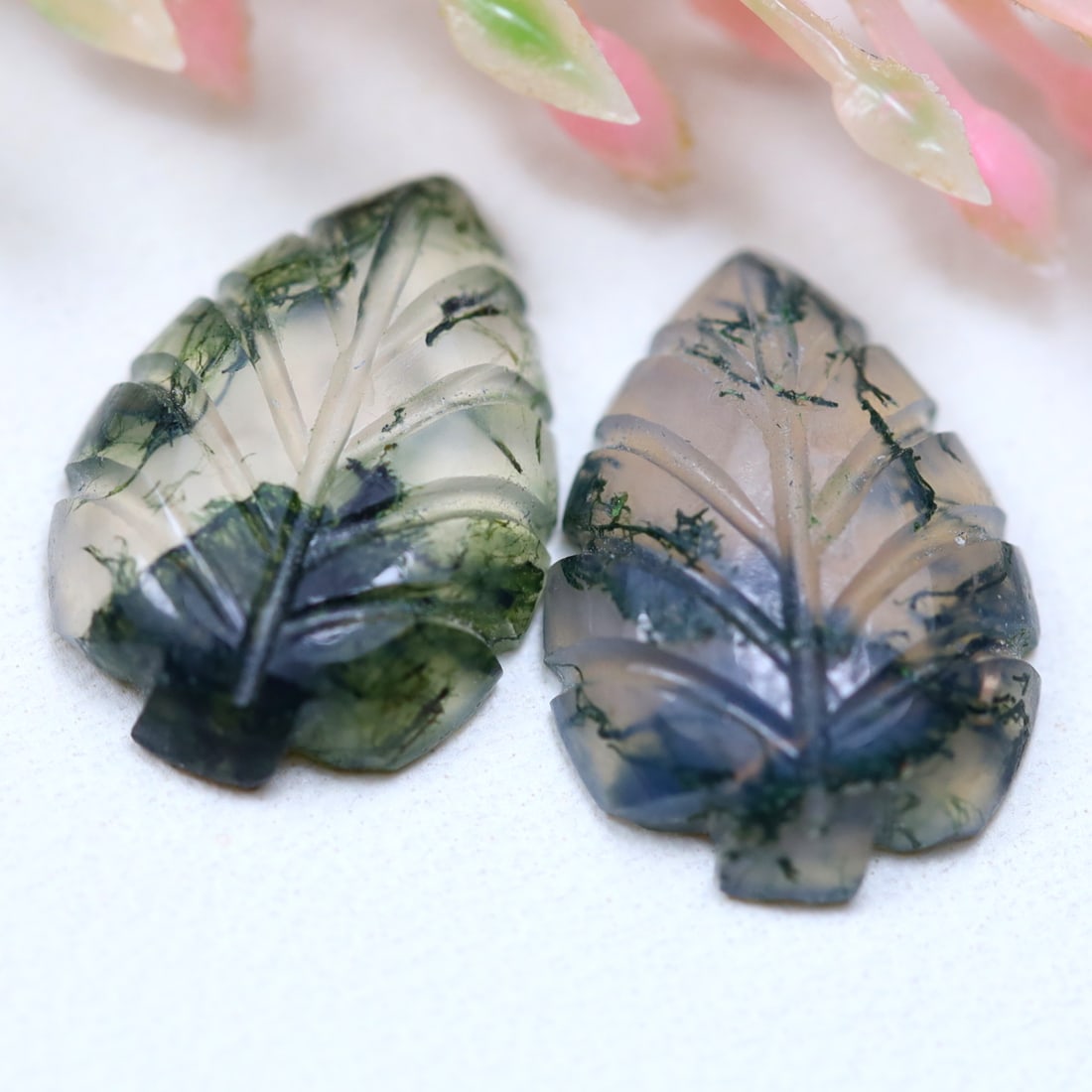 4.76Ct Natural Green Moss Agate Pair - India Gemstone - Carved Fancy Faceted, 879MZ: Ksmith Jewels Global Welcome to our auction house, today auction brought to you by Ksmith Jewels Global based in Penang, Malaysia specialize in all kinds of opal and color gemstone both in manufacturi