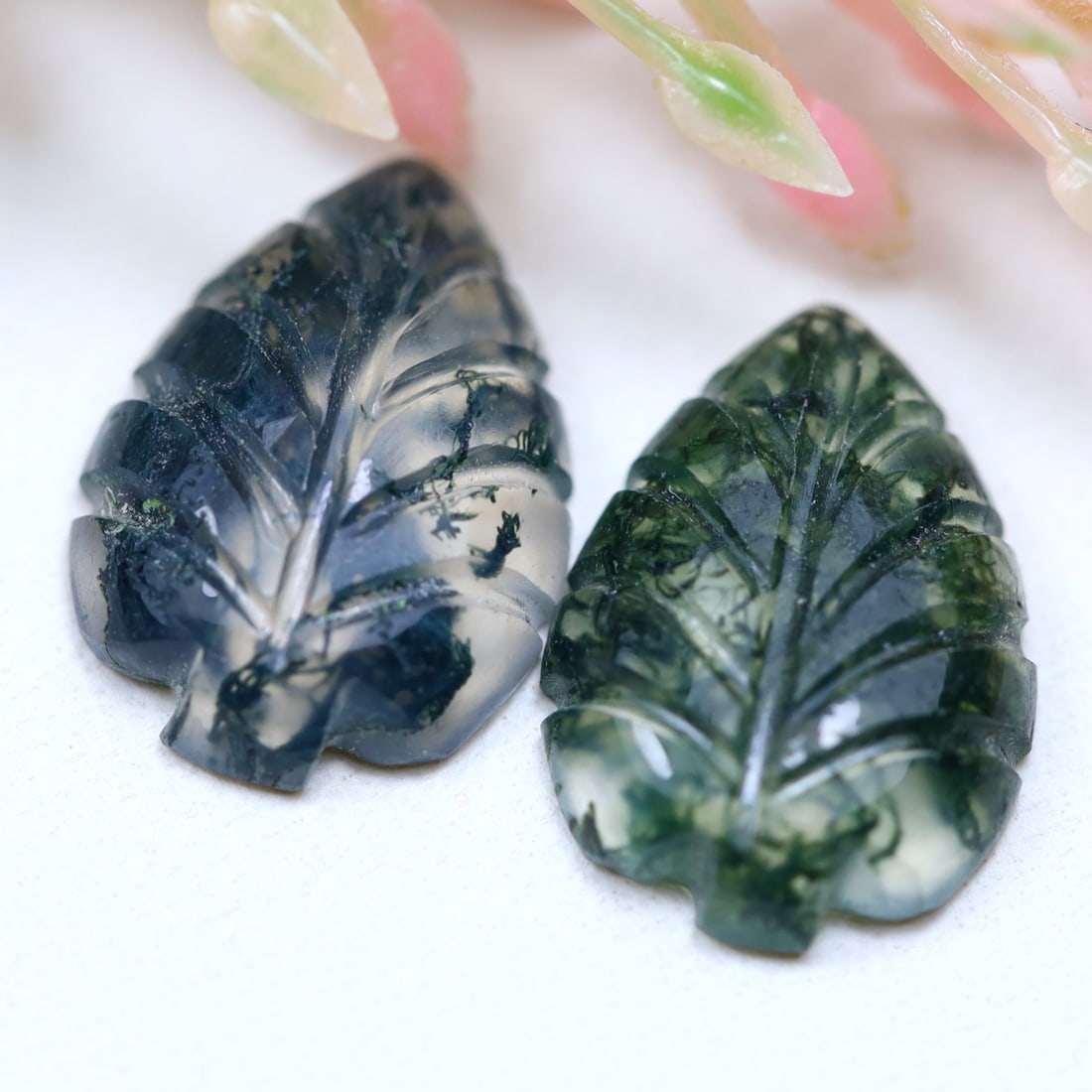 5.20Ct Natural Green Moss Agate Pair - India Gemstone - Carved Fancy Faceted, 718MZ: Ksmith Jewels Global Welcome to our auction house, today auction brought to you by Ksmith Jewels Global based in Penang, Malaysia specialize in all kinds of opal and color gemstone both in manufacturi