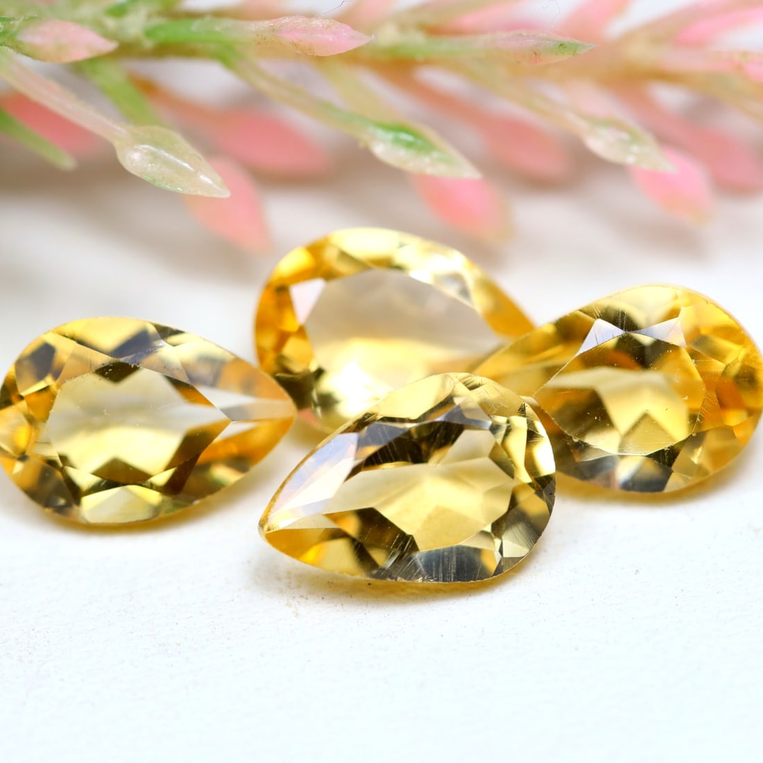 7.17Ct Natural Pear Yellow Citrine Gemstone 4 PCS for Jewelry Making, 806B: Ksmith Jewels Global Welcome to our auction house, today auction brought to you by Ksmith Jewels Global based in Penang, Malaysia specialize in all kinds of opal and color gemstone both in manufacturi