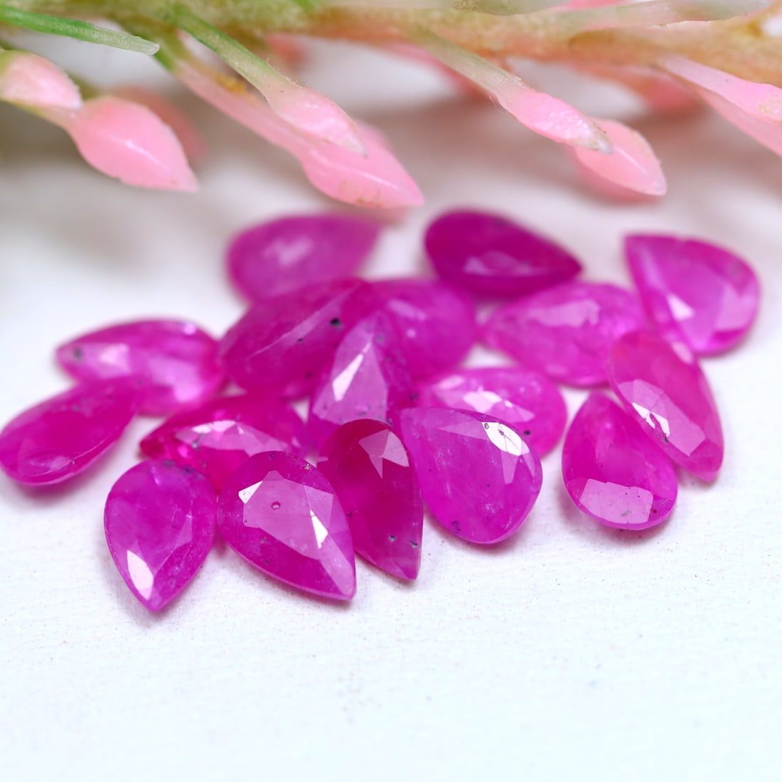 6.72Ct Natural Heated Pinkish Red Ruby Lot - Mozambique Gemstone - Pear Faceted, 825B: Ksmith Jewels Global Welcome to our auction house, today auction brought to you by Ksmith Jewels Global based in Penang, Malaysia specialize in all kinds of opal and color gemstone both in manufacturi