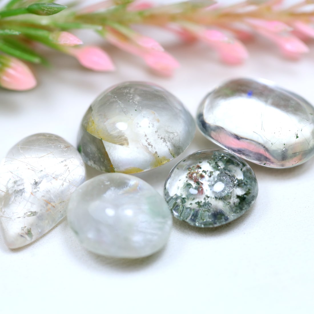 37.97 CT. Unheated 5Pcs Colorless Phantom Quartz Africa Mix Sharp Cabochon, 862B: Ksmith Jewels Global Welcome to our auction house, today auction brought to you by Ksmith Jewels Global based in Penang, Malaysia specialize in all kinds of opal and color gemstone both in manufacturi