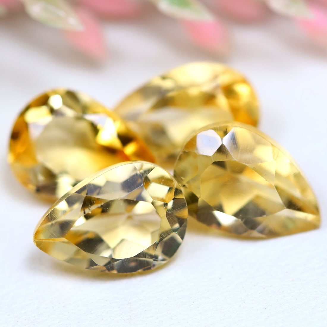 7.93Ct Natural Pear Yellow Citrine Gemstone 4 PCS for Jewelry Making, 886B: Ksmith Jewels Global Welcome to our auction house, today auction brought to you by Ksmith Jewels Global based in Penang, Malaysia specialize in all kinds of opal and color gemstone both in manufacturi