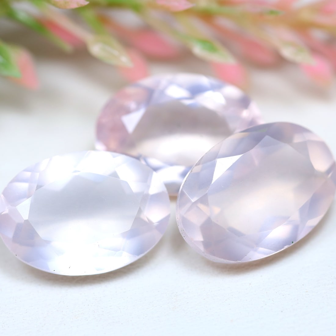 Rose Quartz 15.47Ct Oval Cut Natural Pinkish Rose Quartz 3 PCS, 807B: Ksmith Jewels Global Welcome to our auction house, today auction brought to you by Ksmith Jewels Global based in Penang, Malaysia specialize in all kinds of opal and color gemstone both in manufacturi