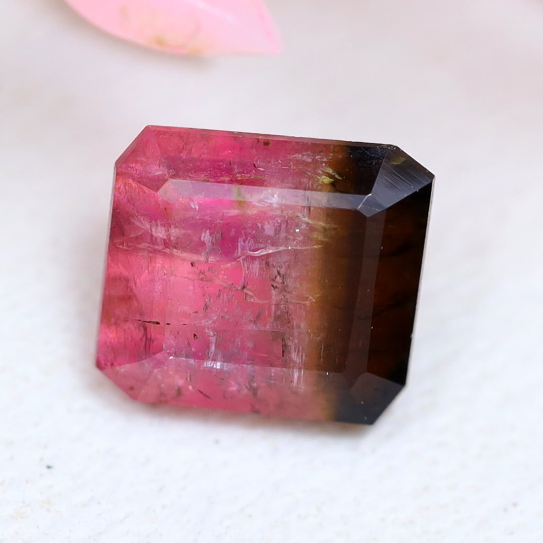 Tourmaline 0.75Ct Natural Mozambique Bi-Color Tourmaline Emerald Cut, 988MZ (1 of 2)