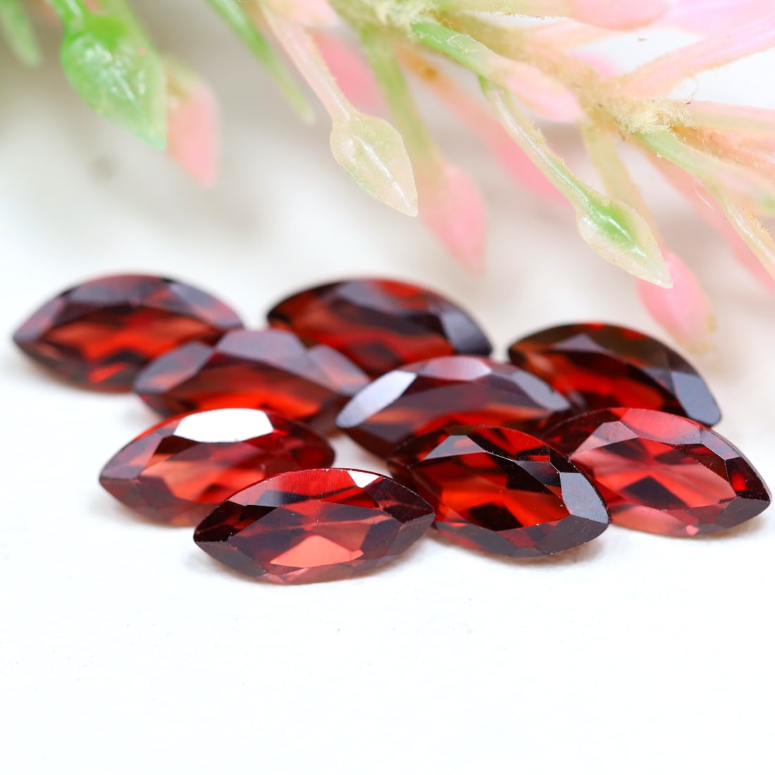 6.22Ct Natural Unheated Red Garnet Lot - Ceylon Gemstone - Marquise Faceted, 301MZ: Ksmith Jewels Global Welcome to our auction house, today auction brought to you by Ksmith Jewels Global based in Penang, Malaysia specialize in all kinds of opal and color gemstone both in manufacturi