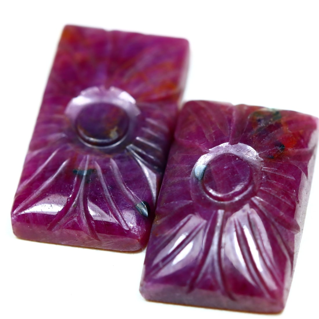 19x10.4x3.2mm 21.77Cts Natural Ruby Hand Carved Gemstone Pair, 583B: Ksmith Jewels Global Welcome to our auction house, today auction brought to you by Ksmith Jewels Global based in Penang, Malaysia specialize in all kinds of opal and color gemstone both in manufacturi