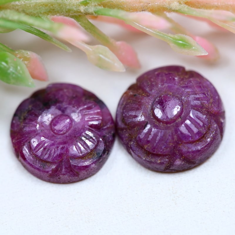 11.3x4.5MM 9.91Cts Natural Ruby Hand Carved Gemstone Pair, 1152B: Ksmith Jewels Global Welcome to our auction house, today auction brought to you by Ksmith Jewels Global based in Penang, Malaysia specialize in all kinds of opal and color gemstone both in manufacturi