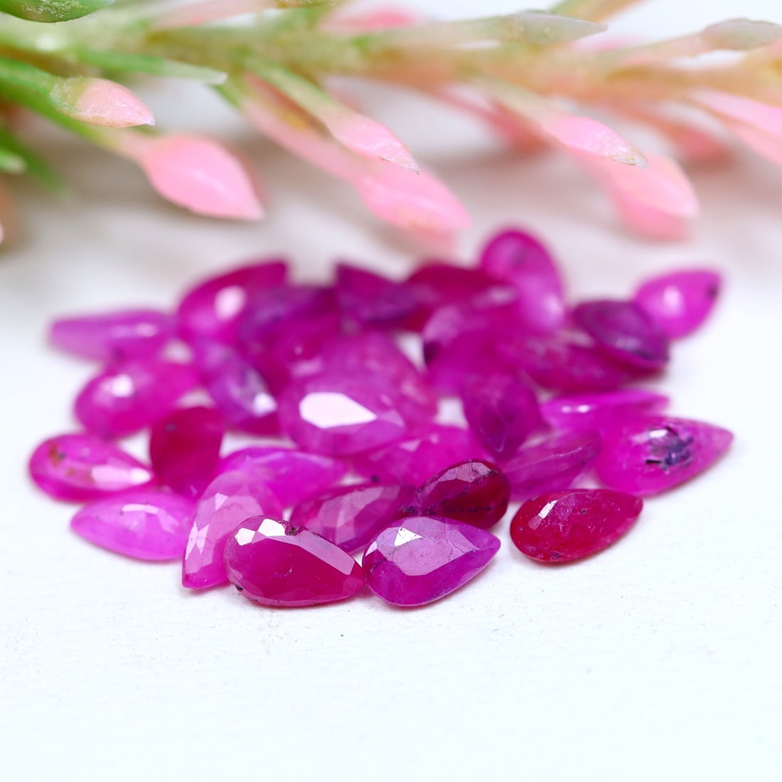 7.07Ct Natural Heated Pinkish Red Ruby Lot - Mozambique Gemstone - Pear Faceted, 831B: Ksmith Jewels Global Welcome to our auction house, today auction brought to you by Ksmith Jewels Global based in Penang, Malaysia specialize in all kinds of opal and color gemstone both in manufacturi