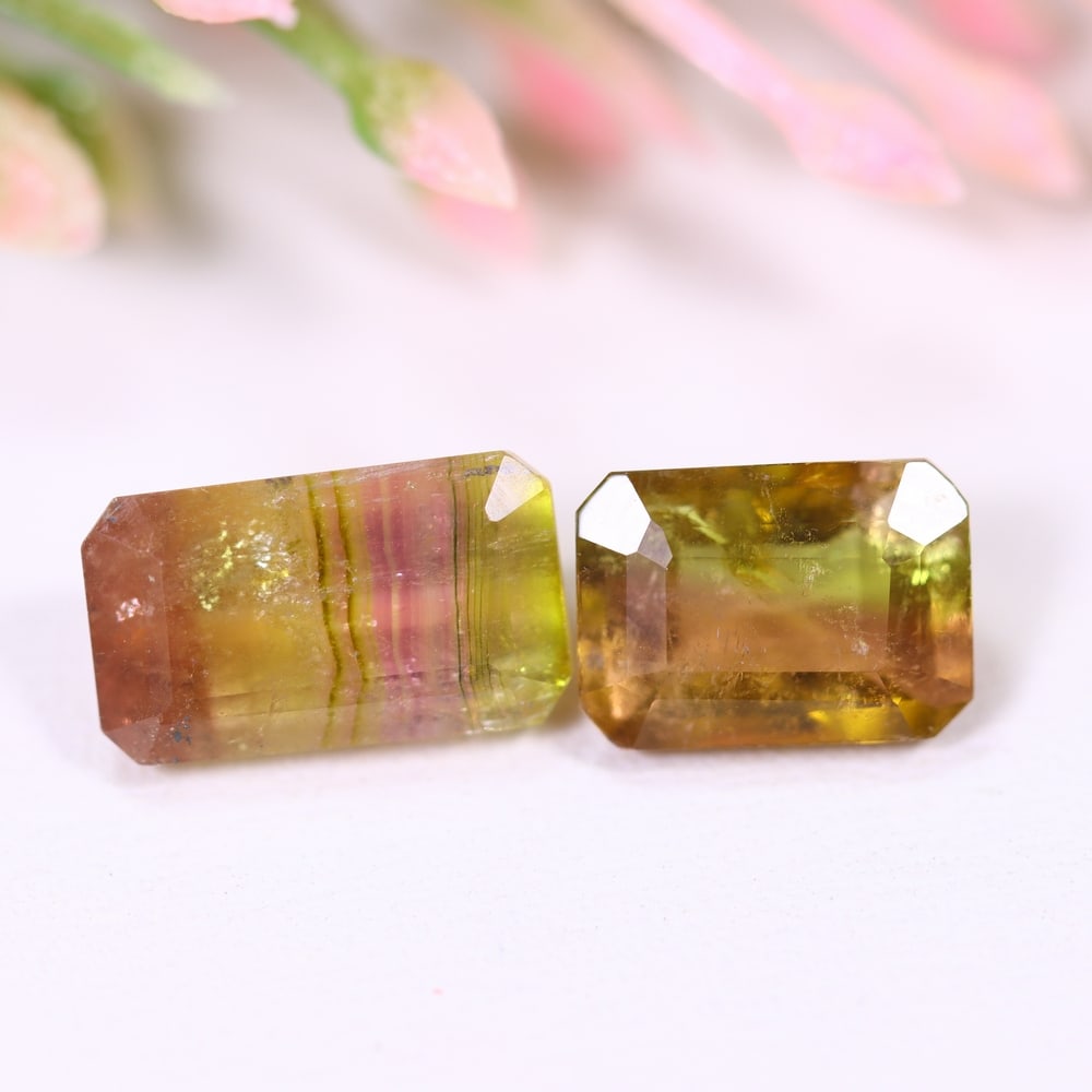 4.48cts Natural Watermelon Tourmaline Set - Bi-Colour Faceted Cut , 1119E: Ksmith Heritage Auctioneers Subject: Natural Tourmaline Origin: Africa Carat Weight: 4.48 cts Dimension: 10.2x6x4.8 mm Type: Faceted, Polished
