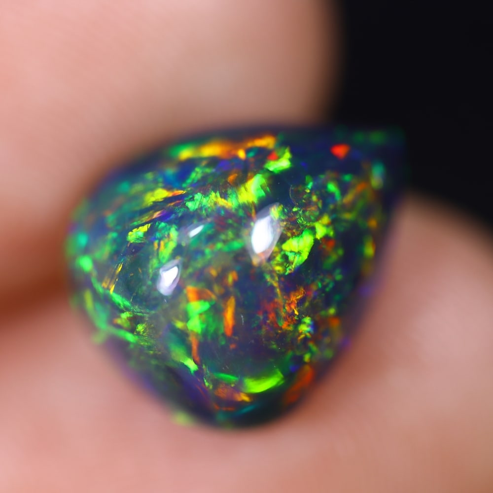 4.01ct Welo Black Opal Polished - Ethiopian Opal, 631B: Ksmith Heritage Auctioneers Subject: Natural Ethiopian Welo Black Opal Origin: Ethiopia Carat Weight: 4.01Ct Dimension: 12.6x10.6x7.4 mm Treatment: Smoked Type: Cabochon, Polis