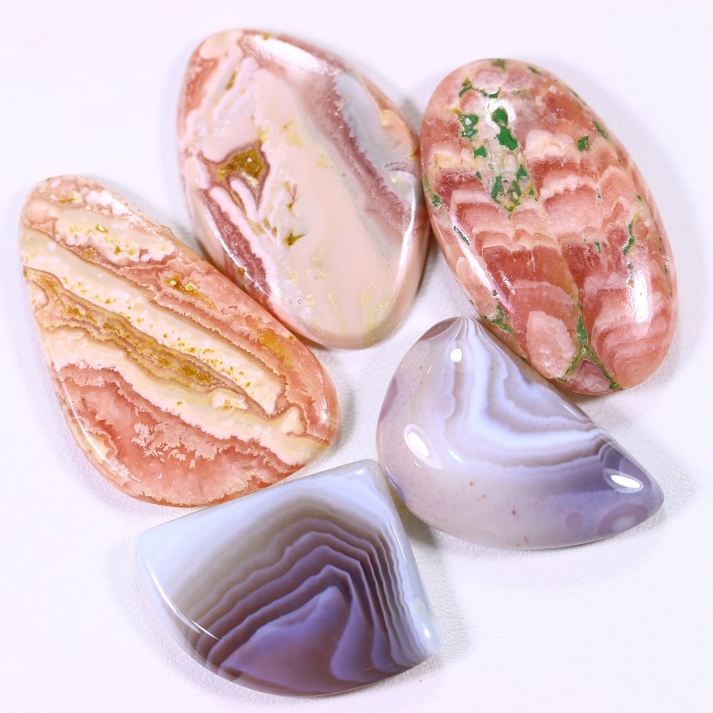 119Ct Multi Agate Cabochon Set - Polished - 30x17 mm Approx, 311B: Ksmith Heritage Auctioneers Subject: Natural Agate Origin: Asia Treatment: Natural Untreated Type: Cabochon, Polished