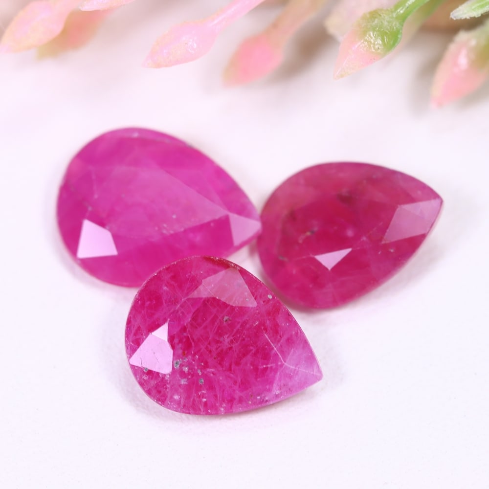 7.56Ct Red Ruby Set - Polished Faceted , 734E (1 of 2)