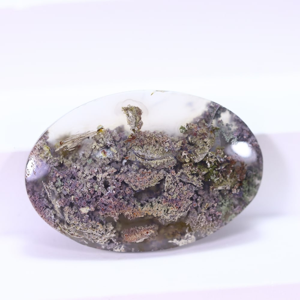 39.31Ct Moss Agate Cabochon - Polished - 36x24mm Approx , 293E: Ksmith Heritage Auctioneers Subject: Natural Agate Origin: Asia Treatment: Natural Untreated Type: Cabochon, Polished