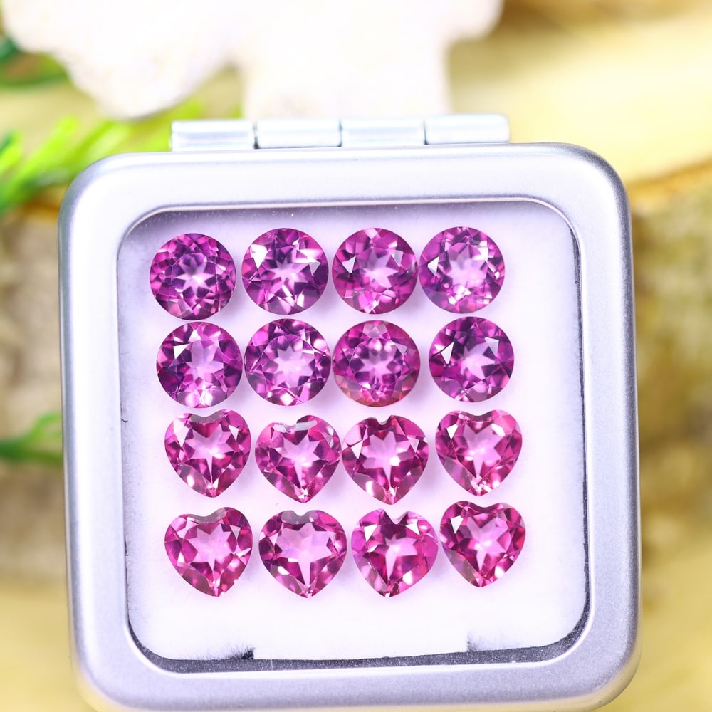*15.14cts Natural Pink Topaz Set - Polished Faceted , 6mm, 60C: Ksmith Heritage AuctioneersSubject: Natural Topaz (without box) Origin: Myanmar Treatment: Coated