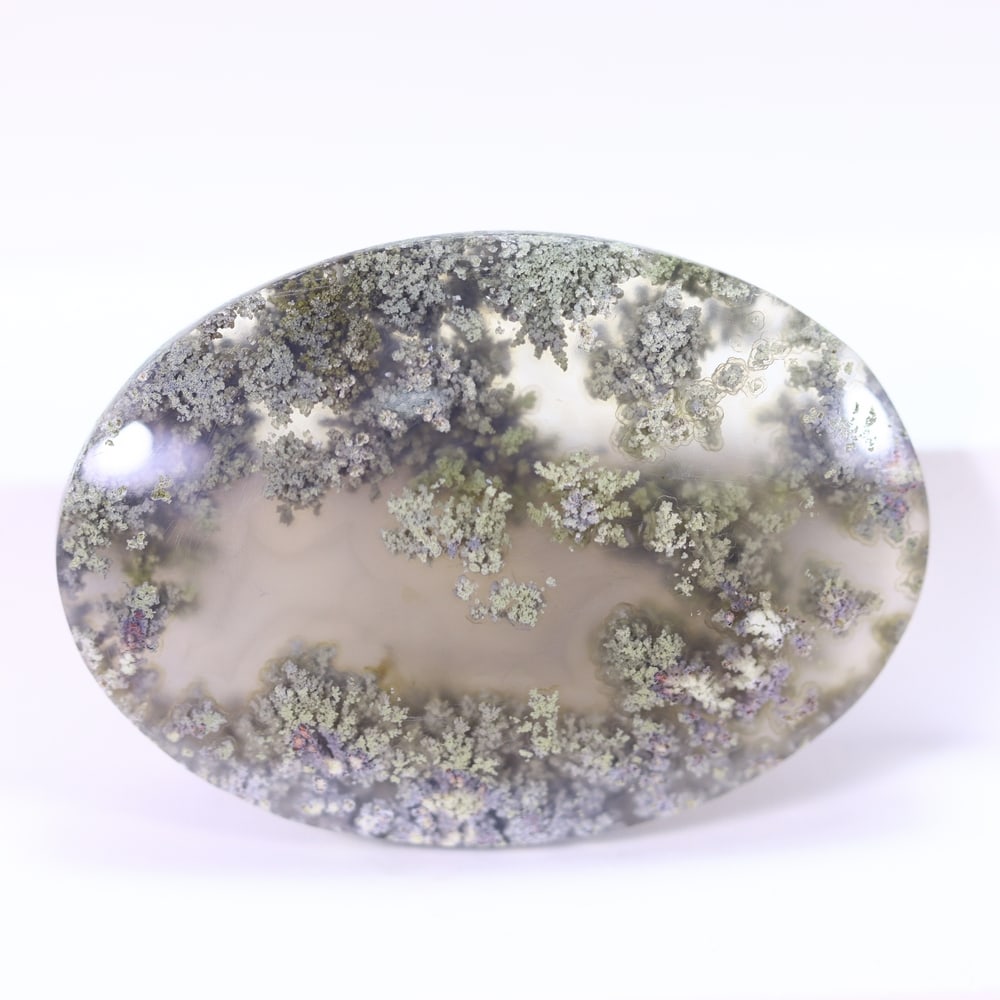 51.51Ct Moss Agate Cabochon - Polished - 37x26mm Approx , 454E: Ksmith Heritage Auctioneers Subject: Natural Agate Origin: Asia Treatment: Natural Untreated Type: Cabochon, Polished