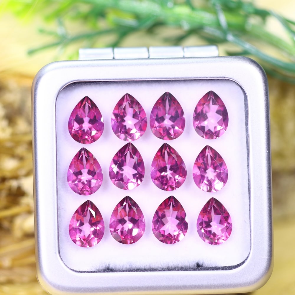 *14.87cts Natural Pink Topaz Set - Polished Faceted , 8x6mm, 66C: Ksmith Heritage AuctioneersSubject: Natural Topaz (without box) Origin: Myanmar Treatment: Coated